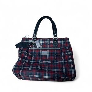 Coach tartan plaid poppy glam tote bag